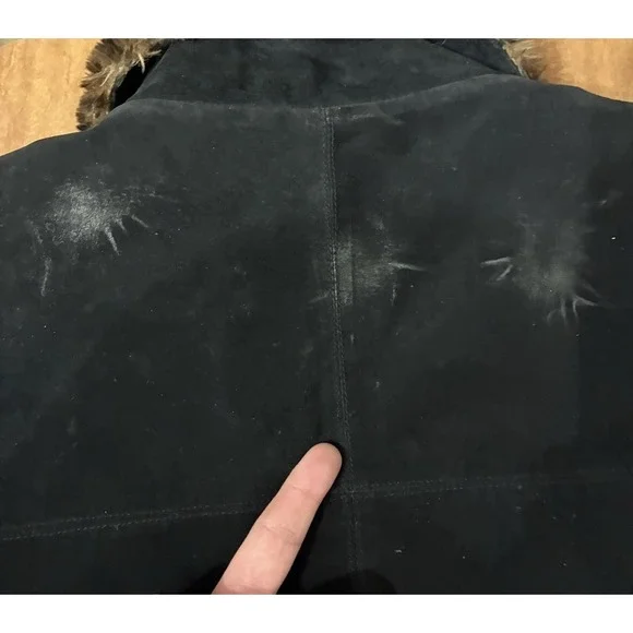 Vintage 90s Basic Editions Faux Fur Suede Jacket Leopard Lined Black Womens 2X - Picture 3 of 5